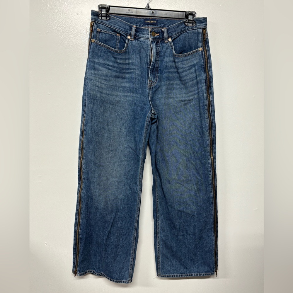 Ramy Brook Mid Rise Wide Leg Zipper Side Details Jeans Size 30